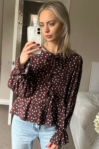 Chocolate Polka Eve Blouse
