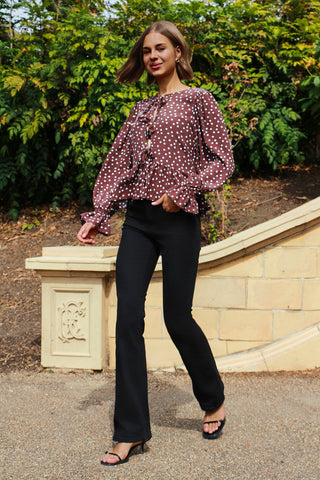 Chocolate Polka Eve Blouse